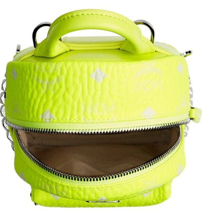 Shop Mcm Stark 20 Visetos Neon Coated Canvas Backpack In Neon Yellow