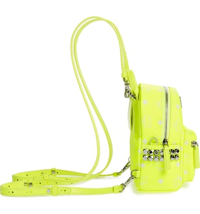 Shop Mcm Stark 20 Visetos Neon Coated Canvas Backpack In Neon Yellow