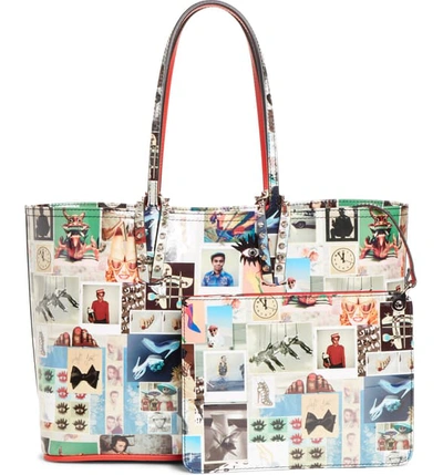 Shop Christian Louboutin Small Cabata Collage Patent Leather Tote - White In White Multi