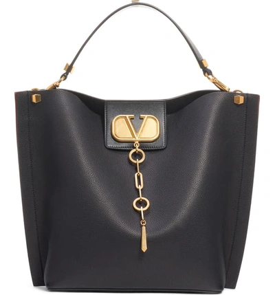 Shop Valentino Go Logo Escape Leather Hobo Bag In Nero