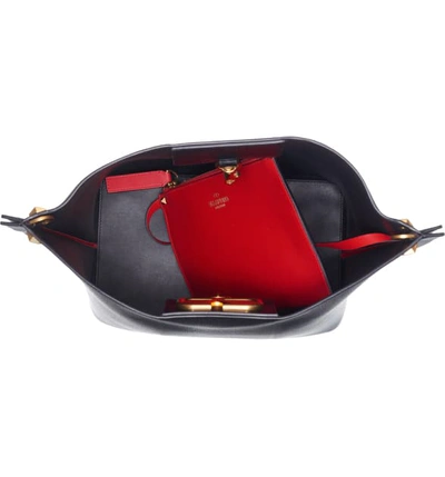 Shop Valentino Go Logo Escape Leather Hobo Bag In Nero