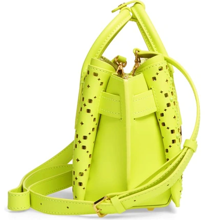 Shop Mcm Mini Milla Perforated Leather Tote - Yellow In Neon Yellow