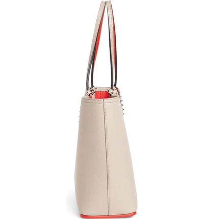 Shop Christian Louboutin Small Cabata Calfskin Leather Tote - Grey In Fungo/ Fungo