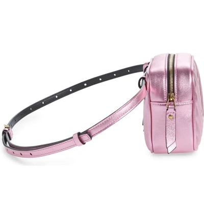 Shop Saint Laurent Lou Lou Metallic Calfskin Leather Belt Bag With Tassel In Vegas Pink