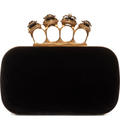 Shop Alexander Mcqueen Knuckle Leather Box Clutch In Black