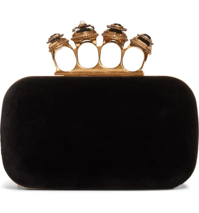 Shop Alexander Mcqueen Knuckle Leather Box Clutch In Black