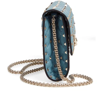 Shop Valentino Rockstud Matelasse Quilted Leather Crossbody Bag In Atlantique