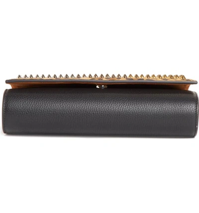 Shop Christian Louboutin Paloma Studded Calfskin Leather Clutch - Brown In Caramel/ Black/ Mix Metal