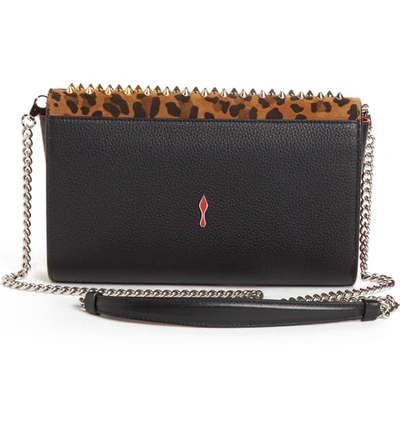 Shop Christian Louboutin Paloma Studded Calfskin Leather Clutch - Brown In Caramel/ Black/ Mix Metal