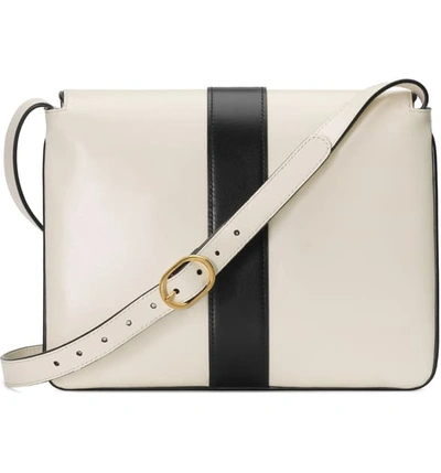 Shop Gucci Medium Leather Shoulder Bag In Mystic White/ Nero