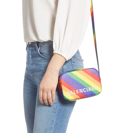 Shop Balenciaga Lgbtqia+ Pride Rainbow Leather Crossbody Camera Case In White Multi