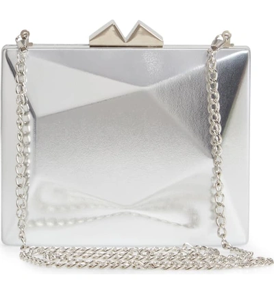 Shop Nina Geometric Faux Leather Minaudiere In Silver