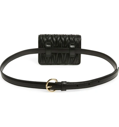 Shop Miu Miu Mini Matelasse Leather Belt Bag In Nero