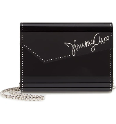 Shop Jimmy Choo Candy Crystal Logo Clutch In Black