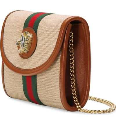 Shop Gucci Minicanvas Crossbody Bag In Sand/ Lit Cuir/ Vert Red Multi