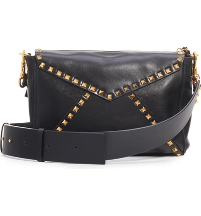 Shop Valentino Medium Rockstud Hype Leather Shoulder Bag In Nero