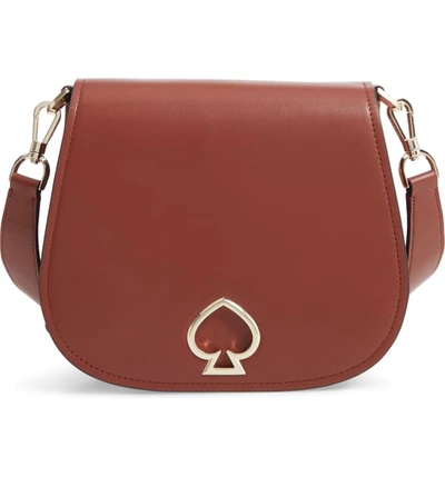 Shop Kate Spade Large Suzy Leather Saddle Bag - Brown In Cinnamon Spice