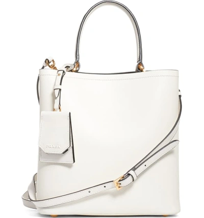 Shop Prada Double Bucket Bag In Bianco/ Nero