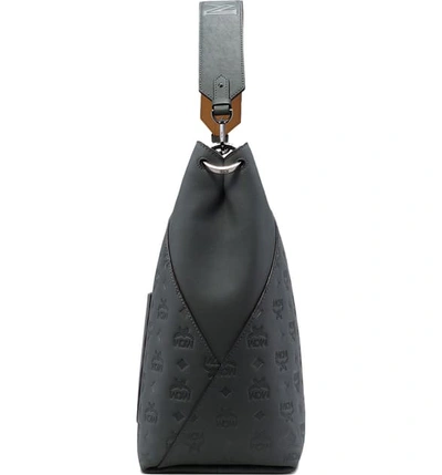 Shop Mcm Large Klara Monogram Leather Hobo - Grey In Charcoal