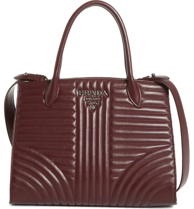 Shop Prada Diagramme Tote In Granato