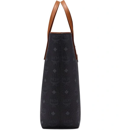 Shop Mcm Small Anya Visetos Coated Canvas Tote In Black