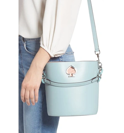 Shop Kate Spade Suzy Small Leather Bucket Bag - Blue In Hazy
