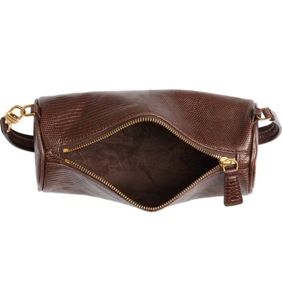 Shop Staud Suzy Leather Barrel Baguette Bag In Brown