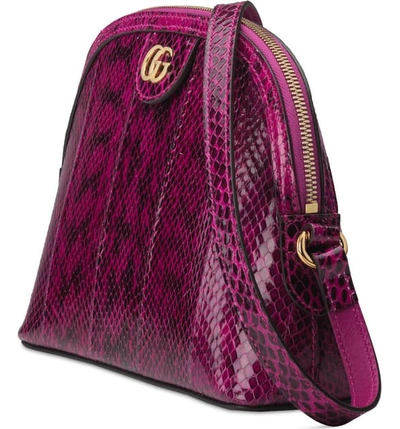 Shop Gucci Small Ophidia Genuine Snakeskin Shoulder Bag In Fuschia