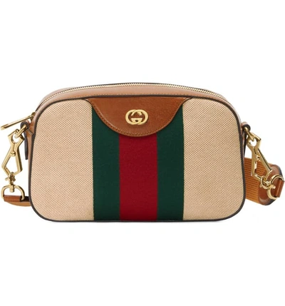 Shop Gucci Gg Messenger Bag In Sand/ Cuir/ Vert Red