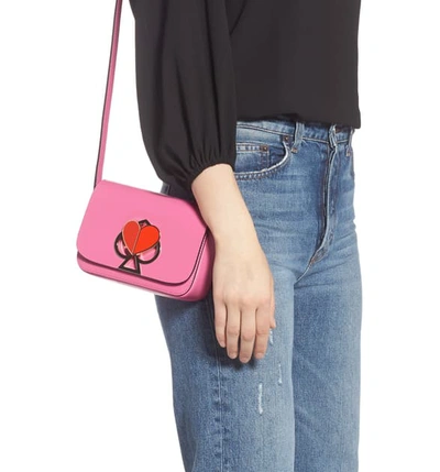Shop Kate Spade Nicola Leather Shoulder Bag In Hibiscus Tea