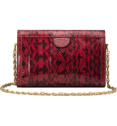 Shop Gucci Smallgenuine Snakeskin Shoulder Bag In Hibiscus Red/ Hibiscus Red