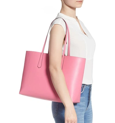 Shop Kate Spade Large Molly Leather Tote - Pink In Hibiscus Tea