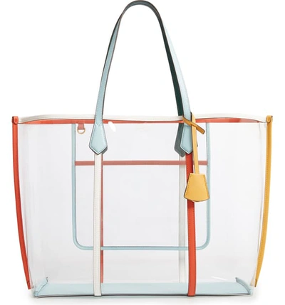 Tory Burch Perry Oversized Colorblock See-through Tote Bag In Clear / Multi  | ModeSens