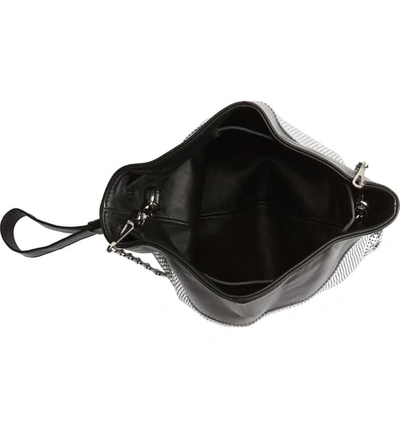 Shop Paco Rabanne Metallic Mesh & Leather Bucket Bag - Metallic In Silver/ Black