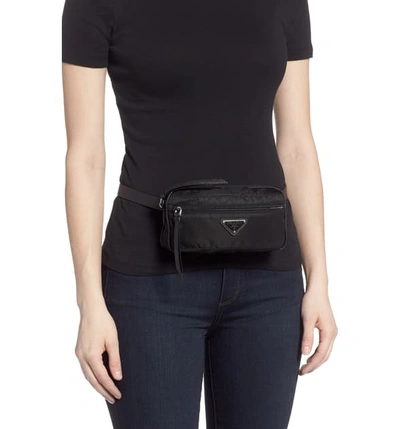 Shop Prada Small Nylon Belt Bag In Nero