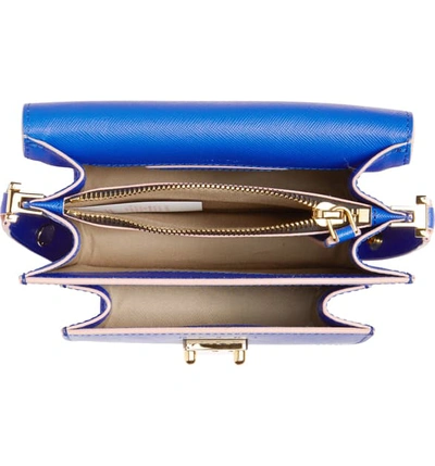 Shop Marni Small Trunk Leather Shoulder Bag In Mazarine Blue/ Dune