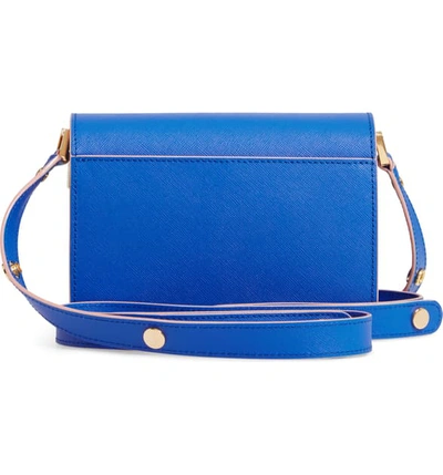 Shop Marni Small Trunk Leather Shoulder Bag In Mazarine Blue/ Dune
