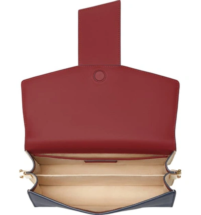 Shop Strathberry Crescent Tricolor Leather Shoulder Bag In Navy/ Sand/ Ember