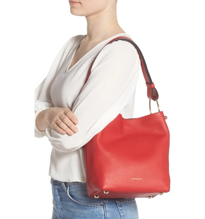 Shop Strathberry Midi Lana Leather Bucket Bag In Ruby