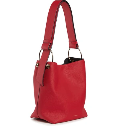 Shop Strathberry Midi Lana Leather Bucket Bag In Ruby