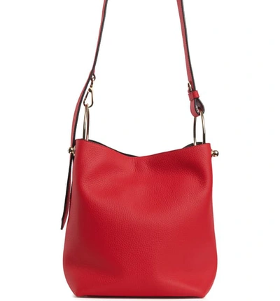 Shop Strathberry Midi Lana Leather Bucket Bag In Ruby