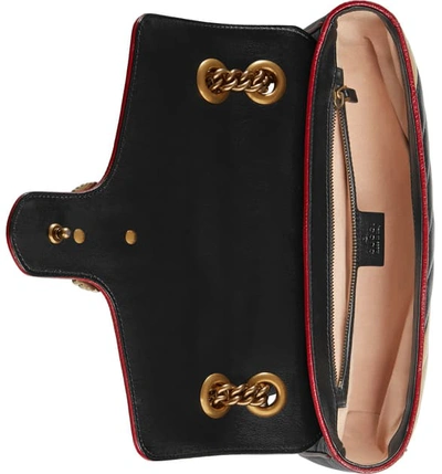 Shop Gucci Small Marmont 2.0 Matelasse Leather Shoulder Bag In Nero Dia Beige/ Rom Cerise