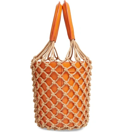 Shop Staud Moreau Cage Bucket Bag - Orange In Apricot