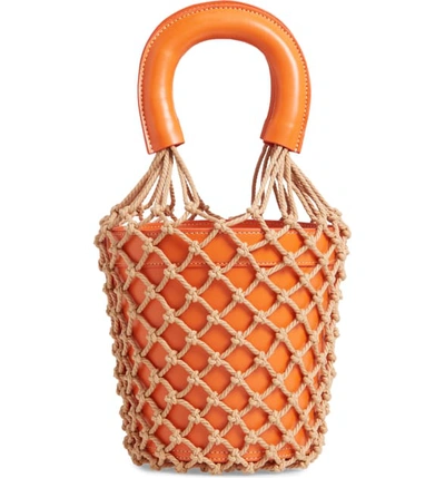 Shop Staud Moreau Cage Bucket Bag - Orange In Apricot