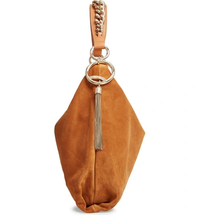 Shop Jimmy Choo Callie Suede Hobo In Cuoio