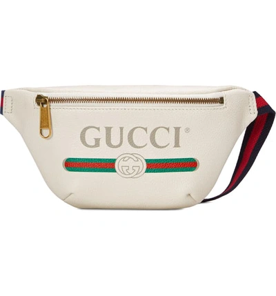 Shop Gucci Leather Belt Bag In Mystic White/ Vert Red