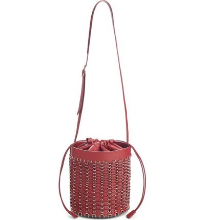 Shop Paco Rabanne Iconic Leather Bucket Bag In Oxblood