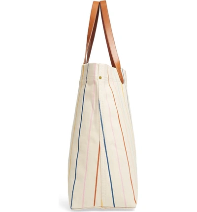 Shop Madewell The Canvas Transport Tote: Rainbow Pinstripe Edition In Vintage Canvas Multi