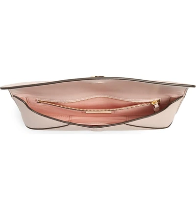 Shop Tory Burch Robinson Leather Clutch In Shell Pink
