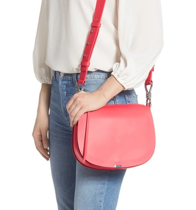 Shop Allsaints Captain Round Leather Crossbody Bag - Pink In Coral Pink